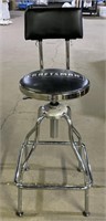 (KL) Craftsman Chrome and Faux Leather Bar Stool