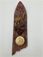 Hand Carved Black Forest Wood Goat Thermometer
