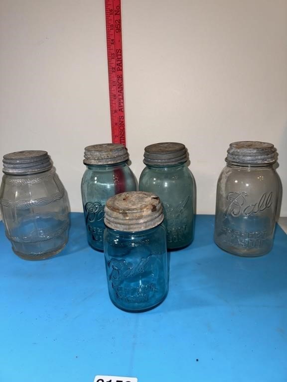 Aqua ball mason jars with lids Vintage NECCO