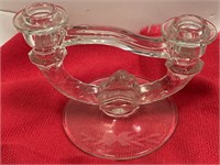 7" Wide Double Sided Glass Candleholder