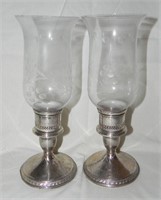 Cartier Weighted Sterling Silver Hurricane Lamps