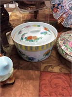 Flowered covered serving dish
