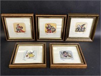 Five Christmas Wall Decor in Wood Frames