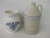 Stoneware 1 Gallon Jug & 8.5" Ceramic Vase