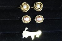 GOLD FILLED EARRINGS & BROOCH