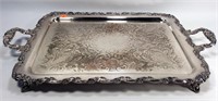 Silver-plate Serving Tray - Chippendale style edge
