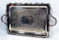 Silver-plate Serving Tray - Chippendale style edge