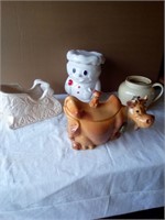 (4) Misc. Crockery: Cow Cookie Jar & More!