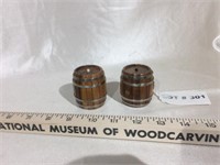 Hand made whiskey barrel salt and pepper shakers