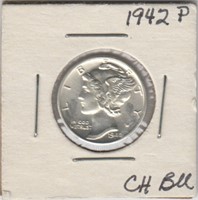 US Coins 1942-P Mercury Dime BU
