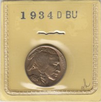 US Coins 1934 D Buffalo Nickel AU/BU