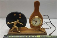 United Bowling Trophy Award Mantel Clock (works)
