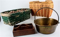 Old Primitive Splint Baskets Hearth Cooking Pot