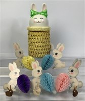 Vintage Easter Bunny Container & Bunnies With