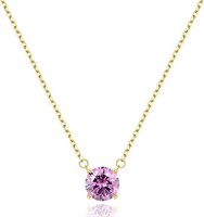 18k Gold-pl. 2.00ct Pink Topaz Dainty Necklace