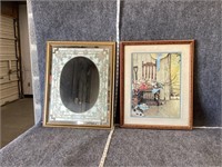 Framed Art Print and Decorative Mirror