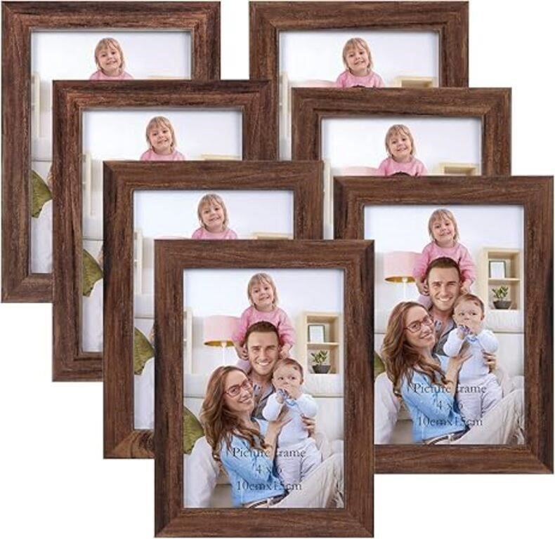 Giftgarden 4x6 Picture Frame Brown Set of 7 Rustic