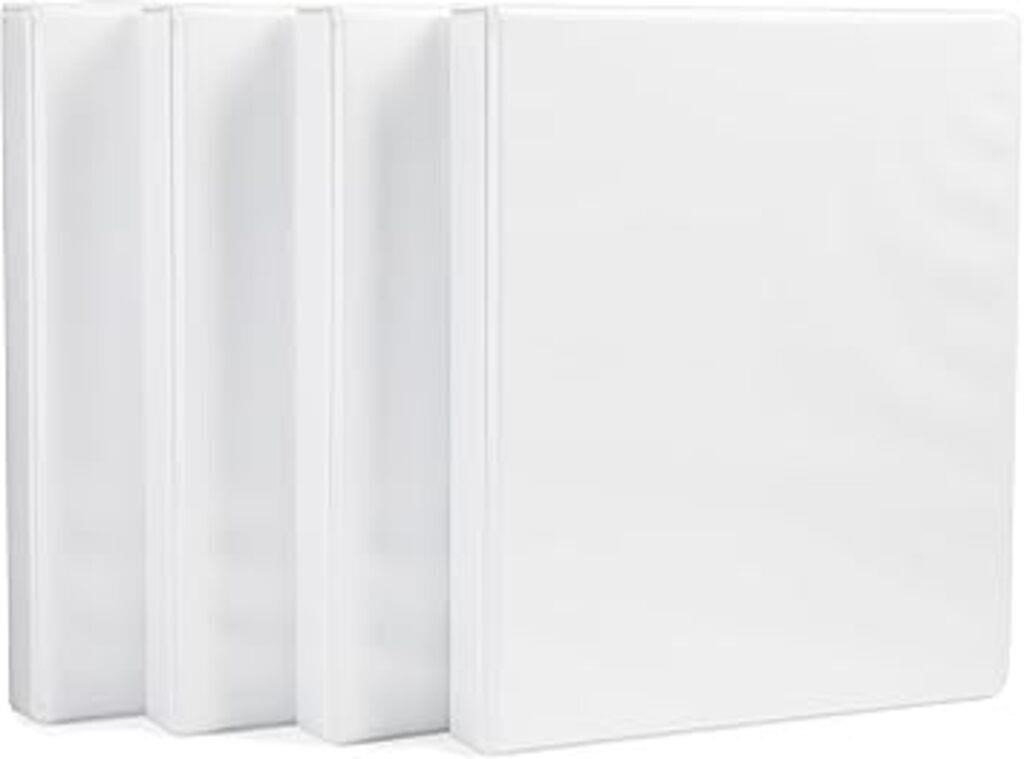 Amazon Basics D-Ring Binder - 1 Inch, White, 4-Pac