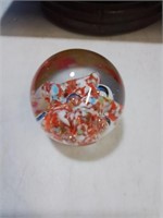 Nice round glass paperweight 3 inches tall