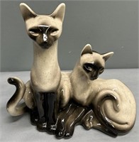 MCM Twin Siamese Cats Ceramic TV Lamp