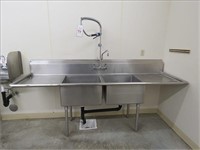 96" SS 2-COMPARTMENT DEEP SINK W/RINSE WAND