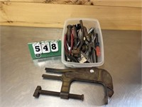 Large C Clamp & Assorted Hand Tools