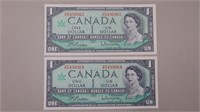 1967 2 Consecutive Centennial $1.00 Notes Choice,