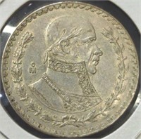 Silver 1961 un peso Mexican dollar coin