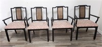 Pair of vintage cane back wood armchairs