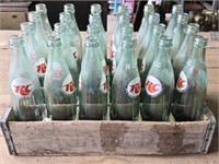 Vintage Wooden Crate & 24 RC Glass Bottles