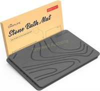 Stone Bath Mat 2 Pack - Non-Slip  Fast-Dry  Gray