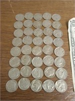 40 Buffalo Indian Nickels Primarily 1935-1937 w/