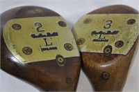 Vintage Wooden Golf Clubs, Covers & Bag
