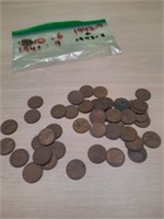 45- 1940s and 50s wheat pennies