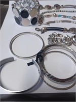 Lot of Various Silvertone Bracelets