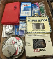 TRAY OF FASTENERS, NAILSMISC, POOL TEST KIT