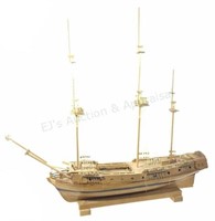Wood Scale Model Ship With Stand