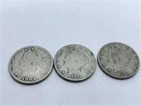 V-NICKELS 1902, 1911, 1912