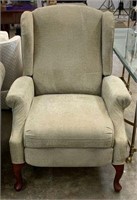 Sage Green Wingback Recliner with Queen Anne Legs