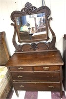 Antique four drawer dresser with vanity mirror