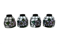4 Tiffany Style Stain Glass Floral Globes