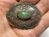 Sterling silver turquoise brooch (7.0g TW)