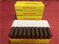 Five boxes of 20 Norinco 7.62 x 39mm cartridges.