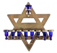 Judaica Brass Star of David Menorah