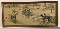 Vintage 3-D Cloth type framed horse and pasture