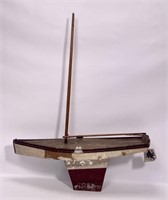 "Pond" sail boat, wooden, grain painted hull,