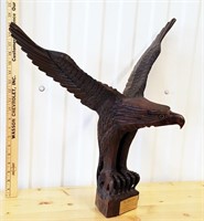 Large 21" Carved Wood Eagle With Glass Eyes