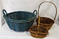 (3) Round Woven Wooden Baskets