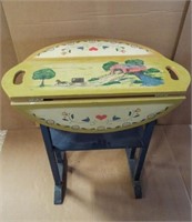 1989 Small Skinny Painted Wooden Drop Leaf Side