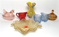 Art Glass Vase & Colored Glassware